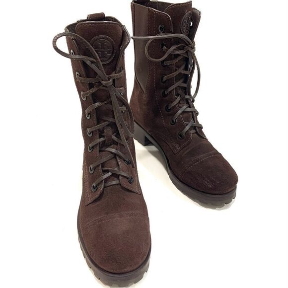TORY BURCH Broome Suede Combat Boots (Sz 7) - Picture 1 of 11